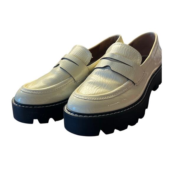 Franco Sarto Balin White Patent Leather Platform Lug Sole Loafers Size 6.5 - Picture 5 of 10